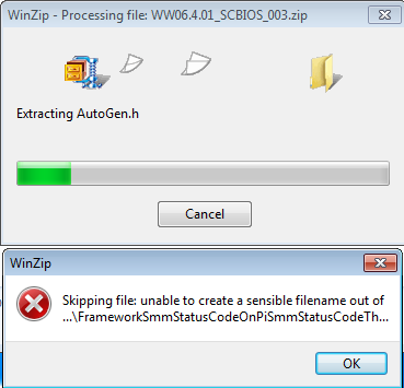 winzip unable to create a sensible filename out of